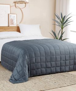 YnM Bamboo Weighted Blanket — 100% Cooling Bamboo Viscose Oeko-Tex Certified Material with Premium Glass Beads (Blue Grey, 60''x80'' 20lbs), Suit for One Person(~190lb) Use on Queen/King Bed Bamboo 60 in x 80 in 20 lb Blue Grey丨bamboo丨original 11 81XFdXPWkKS