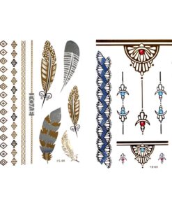 60 SHEETS - Lola Tatt Premium Sheets of Metallic Temporary Tattoos Gold, Silver and Multi-Colored. Group 3 11 81XGGKow3HL