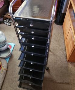 Seville Classics Rolling Utility Organizer Storage Cart, for Home Office, School, Classroom, Scrapbook, Hobby, Craft, 10 Drawer, Black 41 81XHXcvKYhL