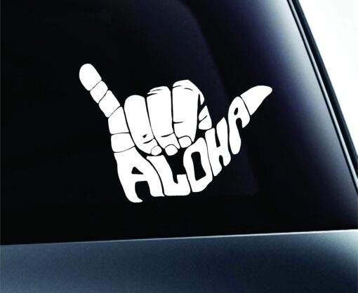 ExpressDecor Shaka Aloha Hand Hawaii Symbol Decal Funny Car Truck Sticker Window (White) White