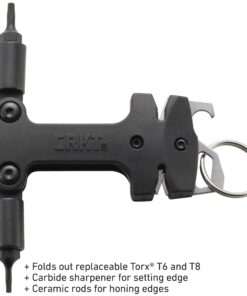 CRKT Knife Maintenance Tool: Tungsten Carbide Sharpener, Ceramic Sharpener Honing Edge, Torx Bits, Bottle Opener, Flat Screwdriver, Keychain Accessory, 9704 16 81XJCXZ7GSL