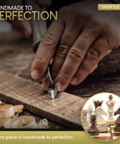 Wegiel Handmade European Ambassador Chess Set - Wooden 21 Inch Beech & Birch Board with Felt Base - Carved Hornbeam & Sycamore Wood Chess Pieces Ambassador - Brown 63 81XK26hqDiL