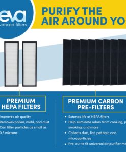 Veva HEPA Filter B Replacement, Compatible with Germ Guardian FLT4825 HEPA, AC4900CA, AC4825, AC4850PT, AC4820, Pack of 2 HEPA Filter / 8 Carbon Pre-Filters for GermGuardian Filter B 31 81XLeRJ9HL