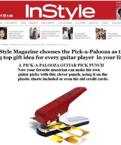 Pick-a-Palooza DIY Guitar Pick Punch Gift Pack - the Premium Guitar Pick Maker - Includes Leather Key Chain Pick Holder, 4 Pick Strips and a Pick File - Red Red/Silver 17 81XMolUabLL