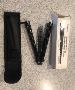 Anlado Balisong Butterfly Knife Trainer Practice with O-ring Latch - Enhanced Version - Black Metal Steel - no Offensive Blade - for Beginner, Children, Butterfly Knives Lover and more 22 81XODuF0xL