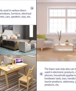 Yotache Adhesive Foam Tape 3 Rolls Total 50 Feet Long 1/2 Inch Wide X 1/8 Inch Thick, Insulation Soundproofing Neoprene Rubber Door Weather Stripping, 3 X 16.5 Ft Each 1/2 x 1/8" 14 81XOp4YH L