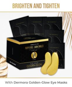 DERMORA Golden Glow Under Eye Patches (20 Pairs Eye Gels) - Rejuvenating Treatment for Dark Circles, Puffy Eyes, Refreshing, Revitalizing, Travel, Wrinkles 20 Count (Pack of 1) 26 81XRNNa79eL