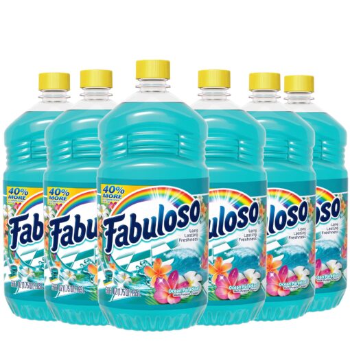 Fabuloso All Purpose Cleaner, Ocean Paradise, Bathroom Cleaner, Toilet Cleaner, Floor Cleaner, Shower and Glass Cleaner, Mop Cleanser, Kitchen Pots and Pans Degreaser, 56 Fluid Ounce (Pack of 6) (153042)