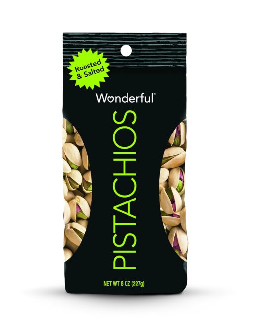 Wonderful Roasted & Salted Pistachios, Gluten Free & Non-GMO, 8 Oz (Pack of 25)