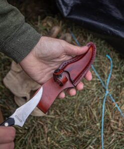 Old Timer 152OT Sharpfinger 7.1in S.S. Full Tang Knife with 3.3in Clip Point Skinner Fixed Blade, Black Sawcut Handle, and Leather Belt Sheath for Hunting, Camping, Skinning, EDC, and Outdoors 44 81XVrwvY9QL