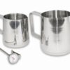 CucinaPrime Commercial Stainless Steel Frothing Pitcher Set with Thermometer (14 Ounce and 20 Ounce Frothing Pitchers)