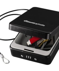 Sentry Safe Small Safe, Lock Box with Combination Lock for Office or Dorm, Ex: 2.6 in. H x 5.9 in. W x 8.0 in. D Combo Lock Black 22 81XXeV5iywL