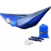 WoneNice Camping Hammock - Portable Lightweight Double Nylon Hammock, Best Parachute Hammock with 2 x Hanging Straps for Backpacking, Camping, Travel, Beach, Yard and Garden Blue/Grey
