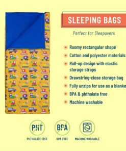 Wildkin Kids Sleeping Bags for Boys and Girls, Measures 57 x 30 x 1.5 Inches, Cotton Blend Materials Sleeping Bag for Kids, Ideal for Parties, Camping & Overnight Travel (Under Construction) Under Construction 11 81XYfBnHTUL