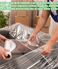6 Pack Stretch Wrap Film with 2pcs Handle, 60 Gauge Thick Industrial Strength Hand Stretch Wrap, 6" x 656 Ft Plastic Pallet Shrink Film Heavy Duty Self-Adhering Plastic Wrap for Packing, Moving 11 81XaUuAkTCL