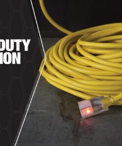 Southwire 2588SW0002 Outdoor Cord-12/3 SJTW Heavy Duty 3 Prong Extension Cord-for Commercial Use (50'; Yellow); 50 Feet 50 ft 22 81XbBxUXUtL