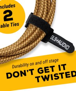 GLS Audio Instrument Cable - Amp Cord for Bass & Electric Guitar - Straight to Right Angle 1/4 Inch Instrument Cable - Brown/Yellow Braided Tweed, 6ft 6 Ft. Right-Angle Gold 24 81XbTUVQytL 1