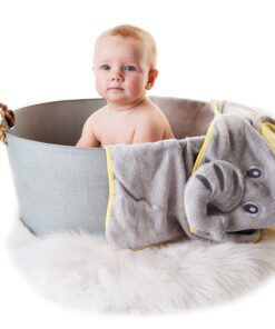 Alternative view of Little Tinkers World Hooded Baby Towel Gray Elephant Natural Cotton Soft and Absorbent Bath Towels with Hood for Babies, Toddlers, Perfect for Girls or Boys