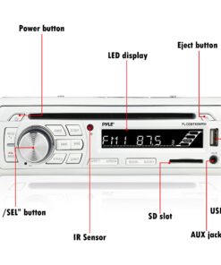 Pyle Marine Stereo Receiver Speaker Kit - In-Dash LCD Digital Console Built-in Bluetooth & Microphone 6.5” Waterproof Speakers (4) w/ MP3/USB/SD/AUX/FM Radio Reader & Remote Control -PLCDBT85MRW 9 81Xctkp 8sL