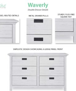 Evolur Waverly Double Dresser in Weathered White , 54x20.25x33 Inch (Pack of 1) 18 81XdWQBdsQL