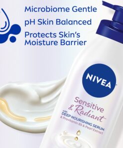Nivea Sensitive and Radiant Body Lotion for Sensitive Skin, Unscented Body Lotion With Hypoallergenic Formula, 16.9 Fl Oz Pump Bottle 24 81XeUEse0PL