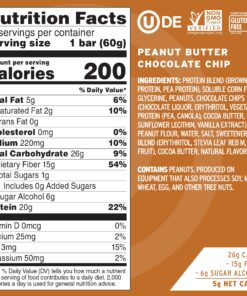 No Cow High Protein Bars, Peanut Butter Chocolate Chip, 20g Plant Based Vegan Protein, Keto, Low Sugar, Low Carb, Low Calorie, Gluten Free, Naturally Sweetened, Dairy Free, Non GMO, Kosher, 12 Pack 12 Count (Pack of 1) 19 81Xefl XV4L