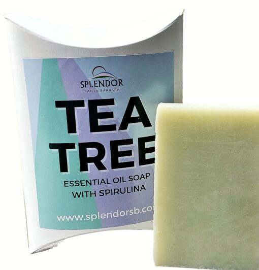 Splendor Tea Tree (5 oz) Pure Coconut Oil Soap Bar Handmade, Vegan, Natural, Moisturizing. Acne, Eczema, Jock Itch and Body Odor for Hand, Body and Face 5 Ounce