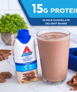 Atkins Milk Chocolate Delight Protein Shake, 15g Protein, Low Glycemic, 2g Net Carb, 1g Sugar, Keto Friendly, 12 Count 25 81XfPBU8dSL