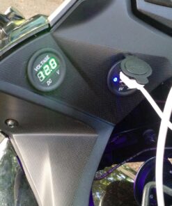 Cllena Triple Function Dual USB Charger + Green LED Voltmeter + 12V Outlet Socket Panel Jack Marine for Digital Devices Mobile Phone Tablet Triple Function-Green 17 81Xgm9LBABL