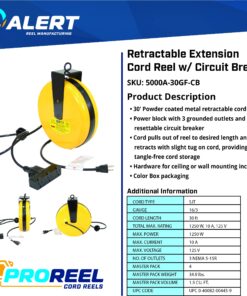 Retractable Extension Cord Reel w/Circuit Breaker 12 81XkuimDd1L