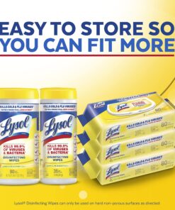 Lysol Disinfectant Handi-Pack Wipes, Multi-Surface Antibacterial Cleaning Wipes, For Disinfecting and Cleaning, Lemon and Lime Blossom, 320 Count (Pack of 4) 80 Count (Pack of 4) 25 81XlGilcLrL