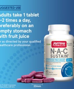 Jarrow Formulas N-A-C Sustain 600 mg - Antioxidant Amino Acid Supplement - 60 Sustain Tablets - Supports Liver & Lung Function - Precursor to Glutathione - 60 Servings (PACKAGING MAY VARY) 25 81Xm t o6TL
