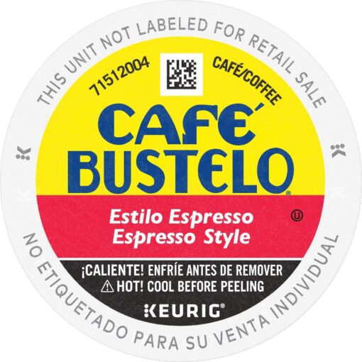 Café Bustelo Espresso Style Dark Roast Coffee, 72 Keurig K-Cup Pods Espresso Dark Roast 12 Count (Pack of 6)