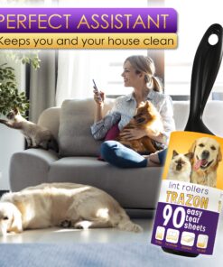 Lint Rollers Pet Hair Value Pack of 450 Sheets / 5 Refills, Sticky Roller Pet Hair, Lint Remover Dog Hair, Cat Hair, Fuzz, Animal Fur, Large Lint Removal Roller Clothe, Couch, Furniture. Stick Roller White 13 81XnUSx7OnS