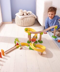 Alternative view of HABA Kullerbu Sim-Sala-Kling - 38 Piece Wooden & Plastic Ball Tack Set with Steep Curves and Musical Effects