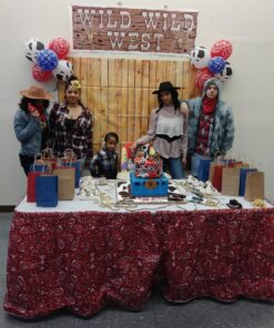 Fun Express Red Bandana Print Plastic Table Skirt - Party Supplies - 1 Piece 13 81XqYxrNq8L