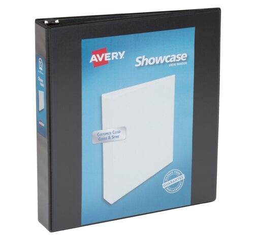 Avery Economy Showcase View 3 Ring Binder, 1.5" Round Rings, 1 Black Binder (19650) 1.5" STORAGE