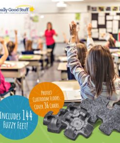 Really Good Stuff Fuzzy Feet Chair Glides, Noise Reducer for Classroom Chairs & Desks, Gliders Prevent Floor Scuffs & Scratches, Snap-On Chair Leg Cover, Quiet Felt Chair Sliders, 144 pcs 10 81XvDrZ6SEL