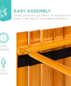 Best Choice Products 28x28in Foldable Indoor Outdoor All-Purpose Portable Wooden Table for Picnics, Camping, Beach, Tailgating, Patio, Kitchen, Living Room w/Carrying Case - Brown 25 81XvqFIyrL