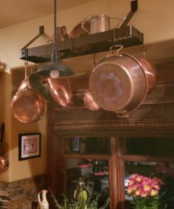 Old Dutch Wall-Mount Bookshelf Pot Rack with Grid & 12 Hooks, Oiled Bronze, 36.25" x 9" x 11.5" 33 81Xw8 hRAgL 1