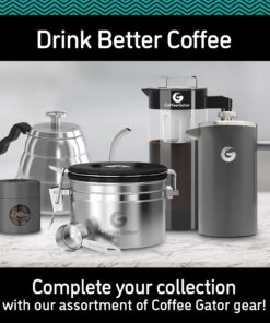 Coffee Gator Stainless Steel Canister - Small 11oz, Silver Coffee Grounds and Beans Container with Date-Tracker, CO2-Release Valve, and Measuring Scoop - Ideal Coffee Lovers Gifts for Her 19 81XwIOa2b9S 2