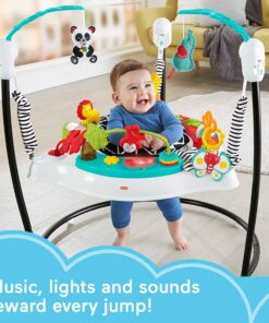 Fisher-Price Baby Bouncer Animal Wonders Jumperoo Activity Center With Music Lights Sounds And Developmental Toys 23 81XzcTWlRkL