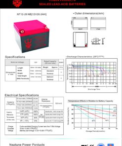 Neptune 12V 26Ah NT-12260 Rechargeable Battery - Larger HIGH Capacity Solar SLA Sealed Lead Acid Battery - 2 Pack 8 81Y Bb5JiCL