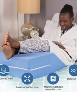 DMI Ortho Bed Wedge Elevated Leg Pillow, Supportive Foam Wedge Pillow for Elevating Legs, Improved Circulataion, Reducing Back Pain, Post Surgery and Injury, Recovery, Blue 6" x 20" x 24" 6 Inch 12 81Y0 dPQX L
