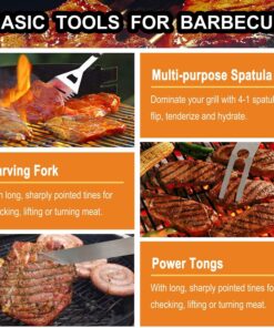 grilljoy 24PCS BBQ Grill Tools Set with Meat Thermometer and Injector - Extra Thick Stainless Steel Spatula, Fork& Tongs - Complete BBQ Accessories in Aluminum Case - Perfect Grill Gifts for Men SILVER 12 81Y0nvBdDIL