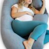 Pharmedoc Pregnancy Pillows, U-Shape Full Body Pillow – Cooling Cover Grey – Pregnancy Pillows for Sleeping – Body Pillows for Adults, Maternity Pillow and Pregnancy Must Haves Grey Cooling Cover
