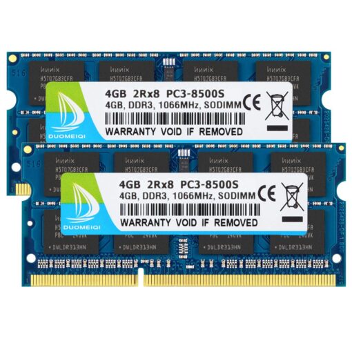 DUOMEIQI Ram DDR3 8GB Kit (2 X 4GB) PC3-8500 PC3 8500S DDR3 1066MHz SO-DIMM CL7 204 Pin 1.5v 2RX8 Sodimm DDR3 Non-ECC Unbuffered Notebook Memory Laptop RAM Modules ( 2X 4GB) PC3-8500S Blue