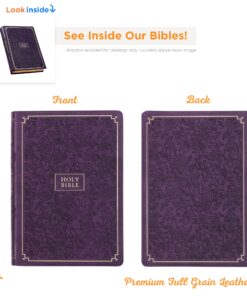 KJV Holy Bible, Giant Print Full-size Faux Leather Red Letter Edition - Thumb Index & Ribbon Marker, King James Version, Purple Floral Leather Bound 20 81Y4O6BIHJL