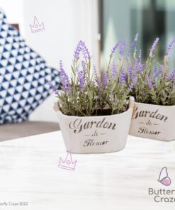 Butterfly Craze Artificial Lavender Plants in Rustic Wooden Planters - Lifelike, Stunning Faux Silk Purple Flowers Perfect for Elevating Your Patio, Home Décor, or Office (Set of Two), White Pots 27 81Y4hATtqKL