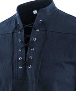 Moomphya Men's Pirate Shirt Viking Steampunk Retro Renaissance Medieval Gothic Victorian Halloween Costume Blue X-Large 12 81Y6M9C38YL